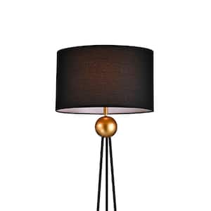 Kirsten 69 in. 1 - Light Indoor Gold and Black Finish Floor Lamp with Light Kit