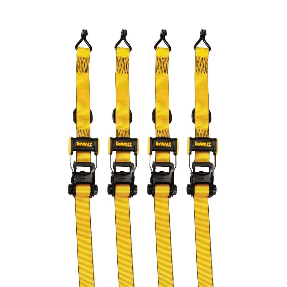 DEWALT 1.5 in. x 16 ft. Ratchet Tie Down Straps 3300 lbs. Break Strength (4-Pack) - The Home Depot