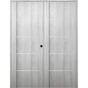 Vona 01 4H 60 in. x 80 in. Left Hand Active Ribeira Ash Wood Composite Double Prehung Interior Door