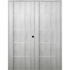 Vona 01 4H 72 in. x 80 in. Left Hand Active Ribeira Ash Wood Composite Double Prehung Interior Door