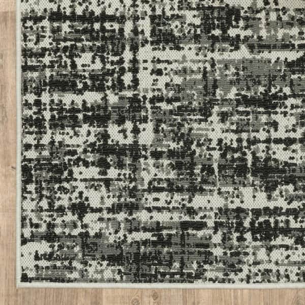 Beige, Black 5 ft. x 7 ft. Loomed Abstract Polypropylene Rectangle Indoor/Outdoor Area Rug