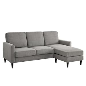 Jenny 2-Piece Gray Fabric 3-Seater L-Shaped Sectional Sofa Tapered Wood Legs