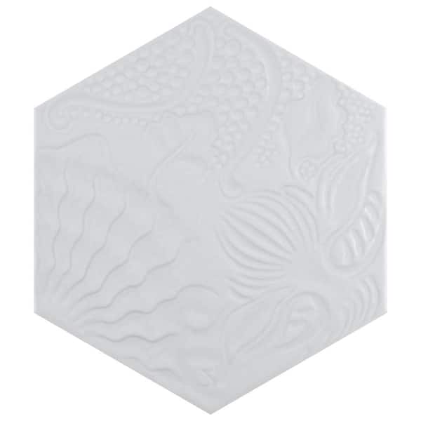 Merola Tile Gaudi Lux Hex White 8-5/8 in. x 9-7/8 in. Porcelain Floor and Wall Tile (11.5 sq. ft./Case)