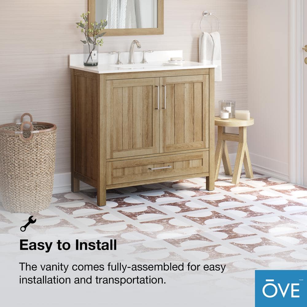 Kansas 36" White Oak Freestanding Bathroom Vanity with Sink