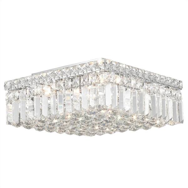 Worldwide Lighting Cascade Collection 5 Light Crystal and Chrome Ceiling Light