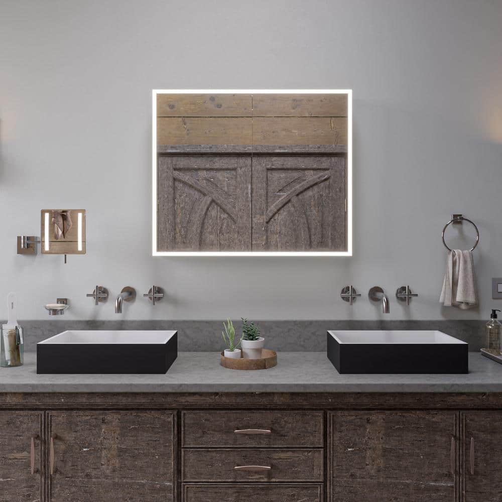 Brushed Nickel LED Wall Mounted Magnifying Mirror