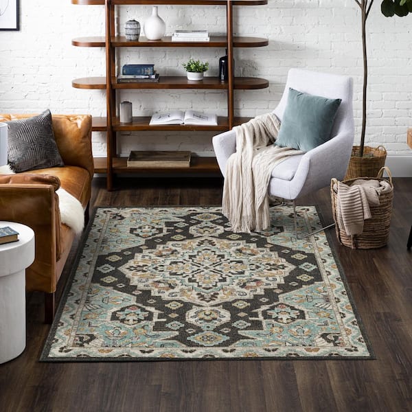Laughton Black 5 ft. 3 in. x 8 ft. Area Rug