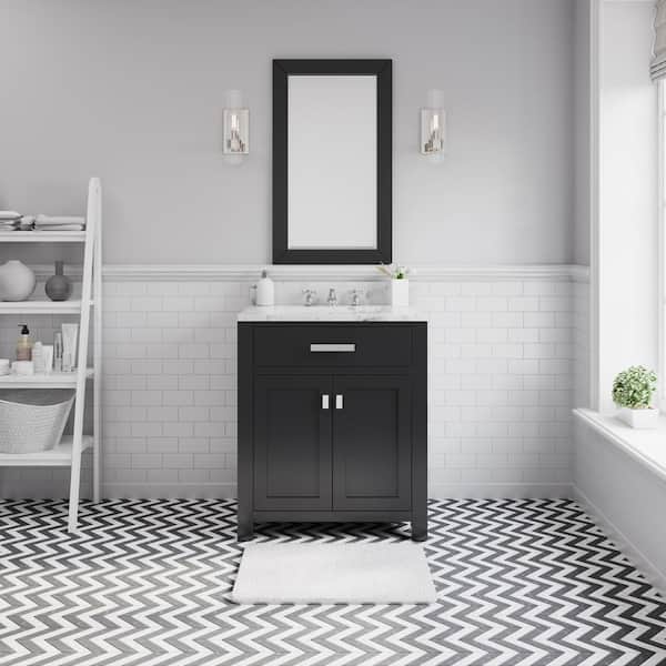 Water Creation 30 in. W x 21 in. D Vanity in Espresso with Marble Vanity Top in Carrara White and Chrome Faucet