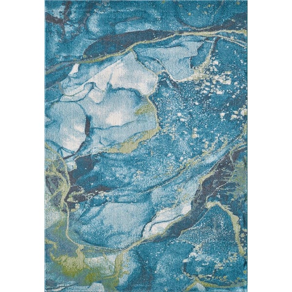 Arte Teal 5 ft. x 8 ft. Watercolor Glam Area Rug