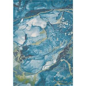 Arte Teal 8 ft. x 10 ft. Watercolor Glam Area Rug