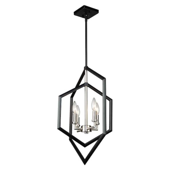 ARTCRAFT Preston 4-Light Semi Matte Black and Brushed Nickel Candle Chandelier