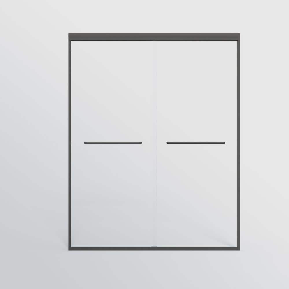 48 in. W x 72 in. H Sliding Semi-Frameless Shower Door in Matte Black Finish with Tempered Glass price history on PriceWatchPro