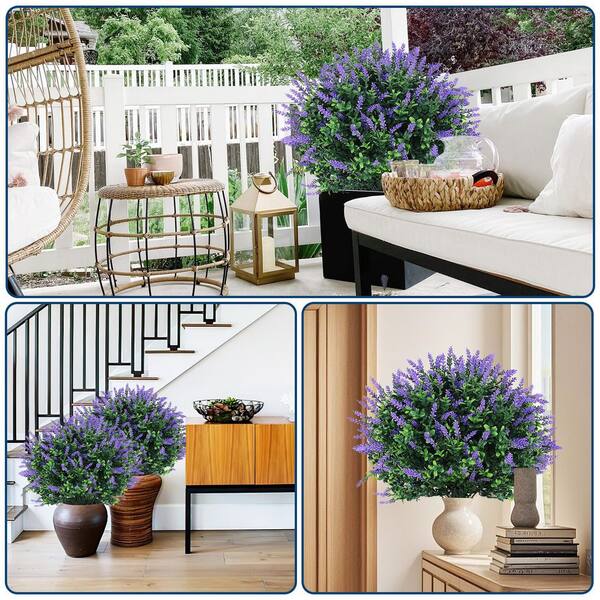 Gravee 24.4 in Set of 2 Artificial Lavender Boxwood Topiary Ball