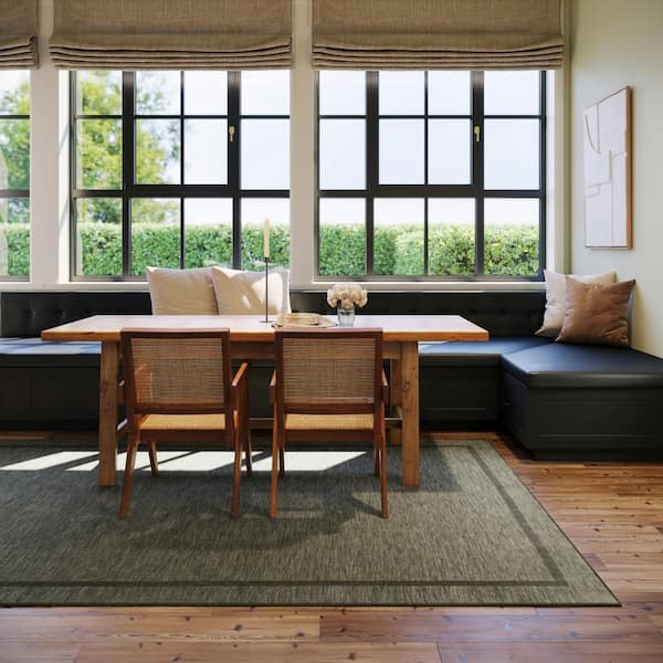 Nate Berkus x Rugs Hanover Modern Bordered Washable Green 2 ft. x 3 ft. Indoor Area Rug