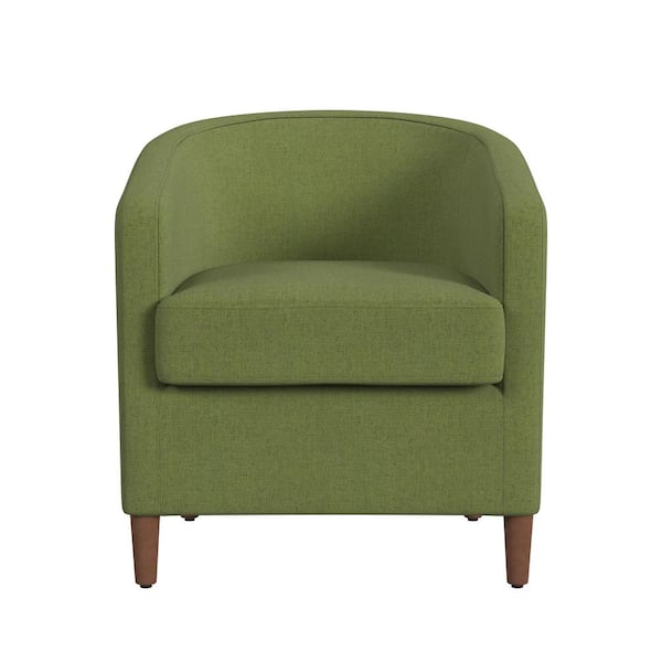 Homepop Modern Olive Green Woven Barrel Fabric Upholstery Accent Chair