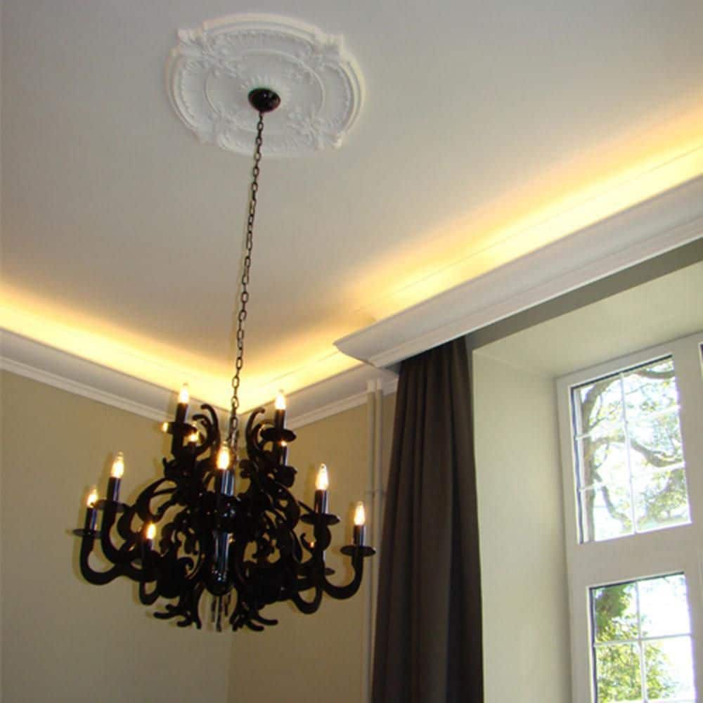 Primed White Polyurethane Crown Moulding for Indirect Lighting