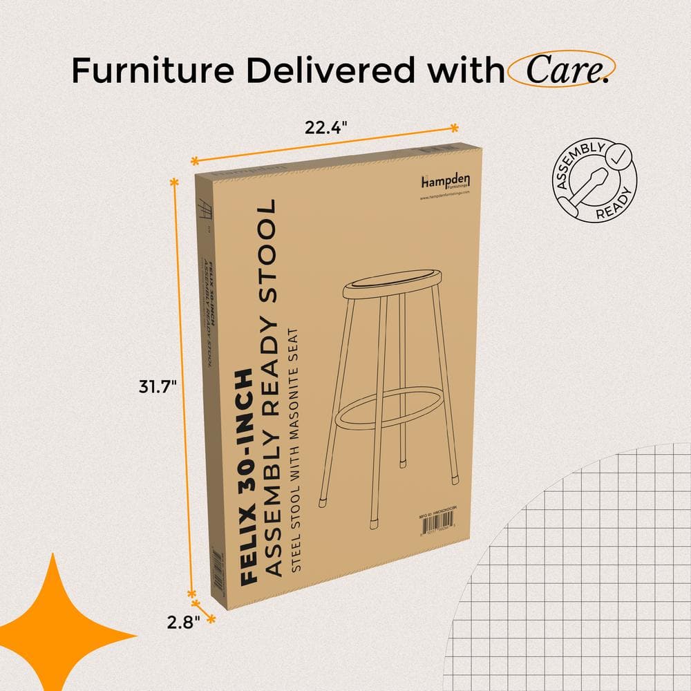 Felix 30" Black Metal Adjustable Backless Stool