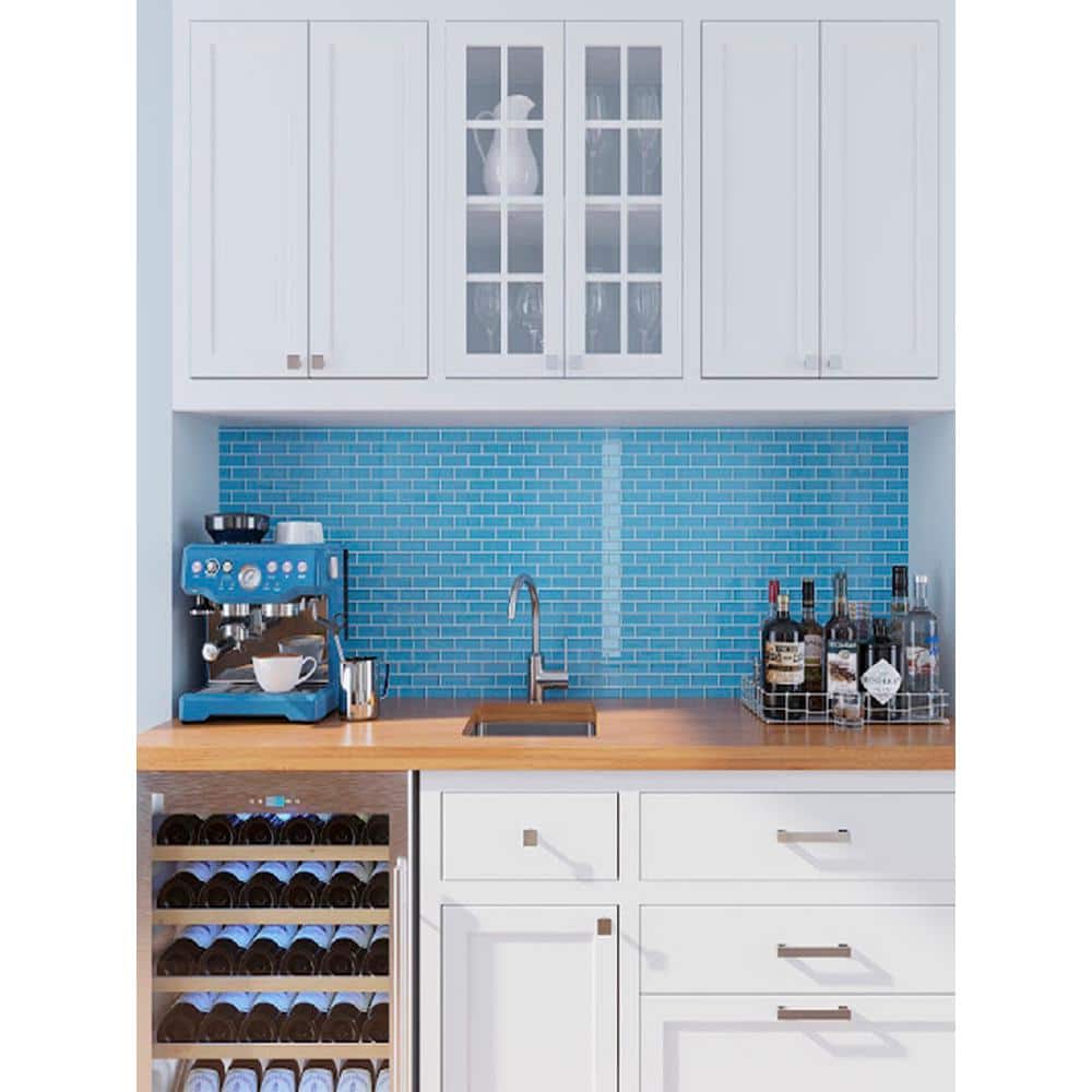 Sky Blue Glossy Glass Mosaic Tile for Kitchen and Bathroom