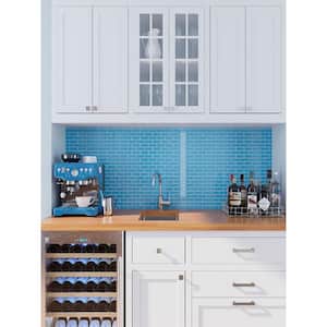 Light Blue 11.9 in. x 11.9 in. Polished Glass Mosaic Tile (4.92 sq. ft./Case)