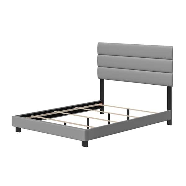 Rest Rite Vivian Faux Leather Grey Full, Grey Leather Bed Frame Queen