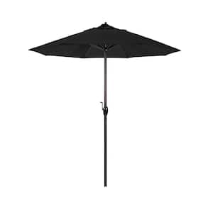 7.5 ft. Bronze Aluminum Market Auto-Tilt Crank Lift Patio Umbrella in Black Sunbrella