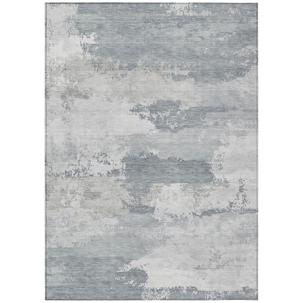Chantille Machine Washable Indoor/Outdoor Abstract ACN2372 Silver 5 ft. x 7 ft. 6 in. Area Rug