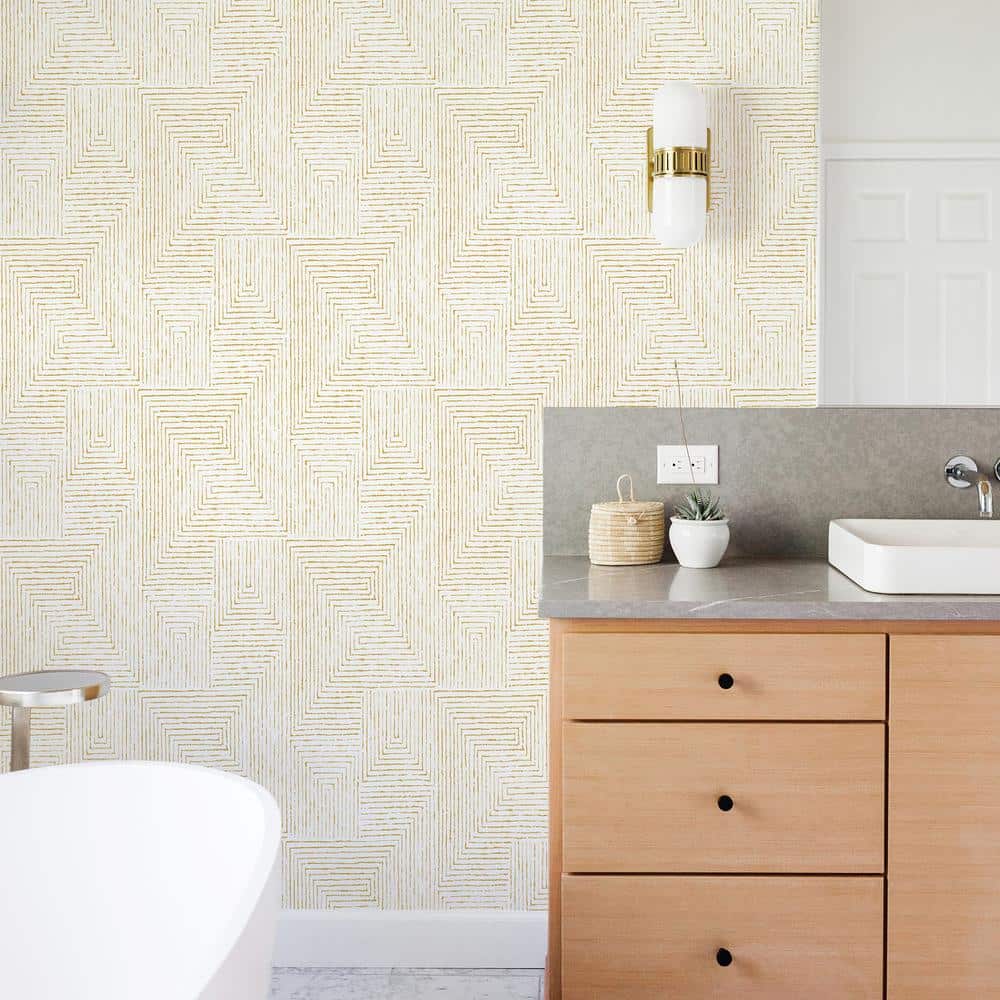 Honey Gold Geometric Non-Woven Wallpaper Roll