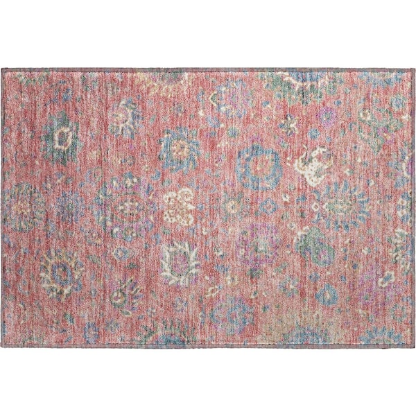 Mayfield Premium Machine Washable Abstract AMF2013 Coral 2 ft. x 3 ft. Accent Rug