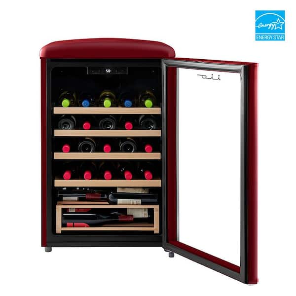 30 Bottle Free Standing Retro Wine Cooler in Wine Red