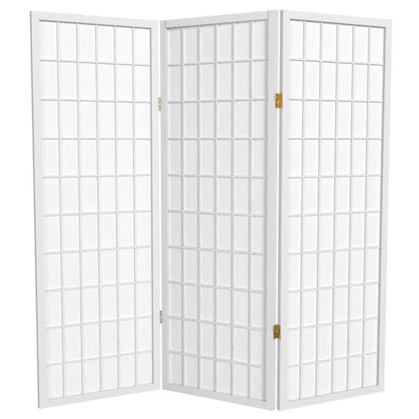 Oriental Furniture 4 ft. Short Window Pane Shoji Screen - White - 3 Panels
