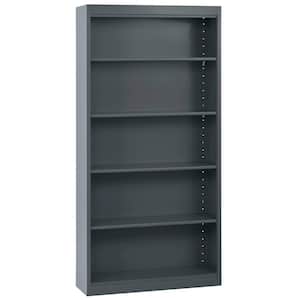 Welded Steel Bookcase ( 36 in. W x 72 in. H x 12 in. D ) Freestanding Cabinet in Charcoal