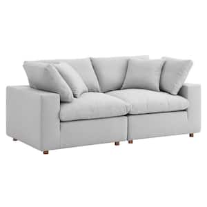 Commix 80 in. W Down Filled Overstuffed 2 Piece Sectional Sofa Set in Light Gray