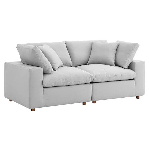 MODWAY Commix 80 in. W Down Filled Overstuffed 2 Piece Sectional Sofa Set  in Light Gray EEI-3354-LGR - The Home Depot