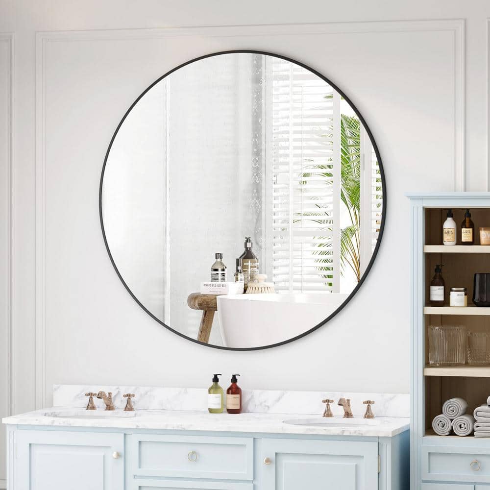 42 in. W x 42 in. H Round Metal Framed Wall Mount Modern Decor Bathroom Van