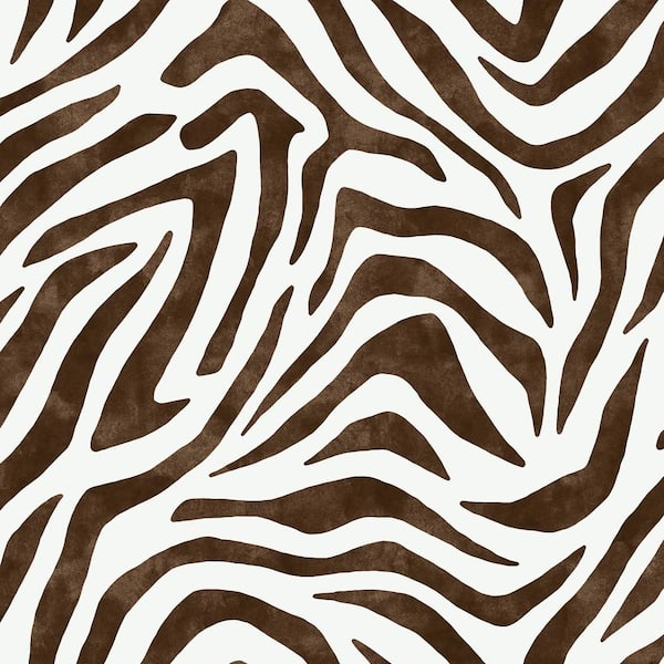 RUPAUL RuZebra Brown Vinyl Peel and Stick Wallpaper Sample