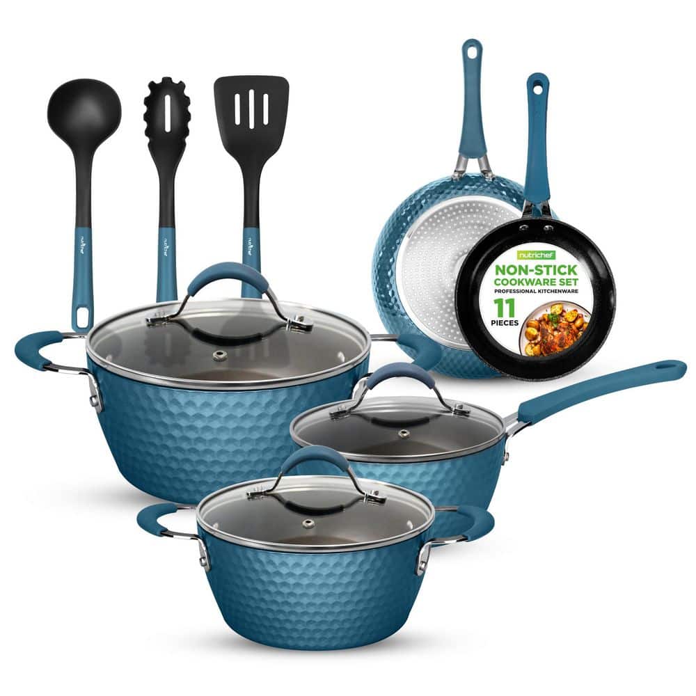 NutriChef 11Pcs Nonstick Bakelite Pots & Pans Set Ceramic Coating