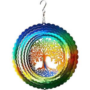 Stainless Steel Wind Spinner Garden Decoration Crafts Ornaments, 6 Inch Multi Color Tree of Life Wind Spinners