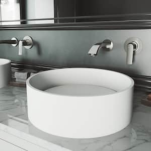 Anvil Modern White Matte Stone 16 in. L x 16 in. W x 5 in. H Round Vessel Bathroom Sink