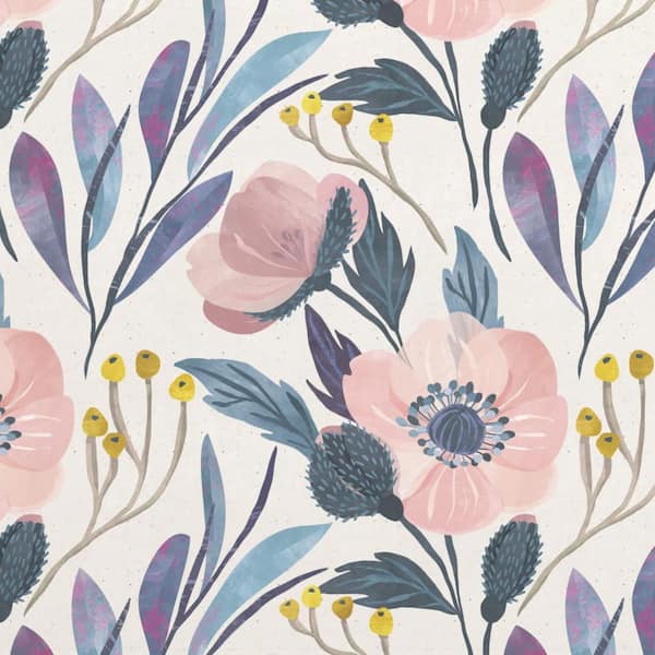 Pink Wild Flower Vinyl Peel and Stick Wallpaper Roll (Covers 28.18 sq. ft.)