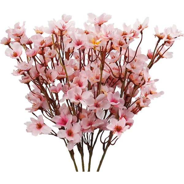Afoxsos 1.18 in. H Artificial Peach Blossom Flowers, Silk Cherry Blossom Arrangement for Home Garden Wedding Party Decor