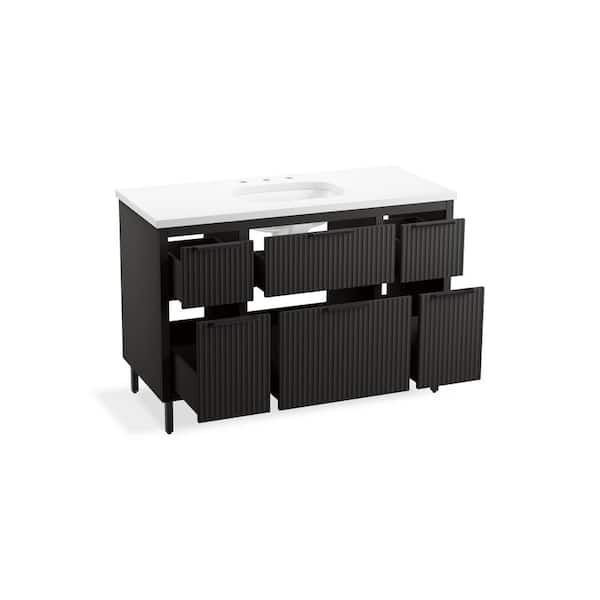 KOHLER Spacity 47.99in. Single Sink Floating Dark Steel Bath Vanity with White Quartz Top Assembled