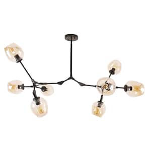 Rochelle 8-Light Amber Color Clear Glass Shades Chandelier Adjustable Hanging Pendant Light