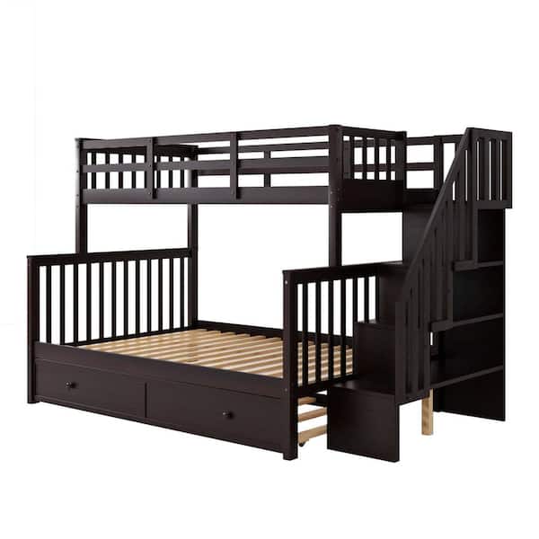 Unbranded Espresso Twin-Over-Full Bunk Bed