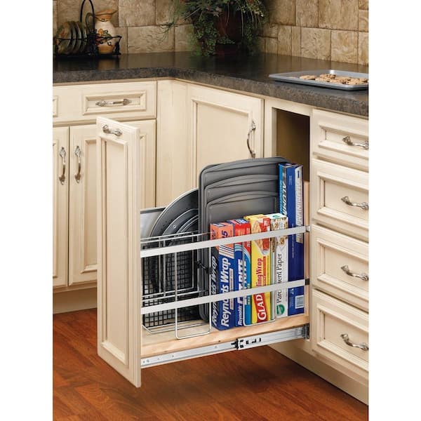 Rev-A-Shelf 20 in. H x 8 in. W x 22 in. D Pull-Out Wood Base Cabinet Tray Divider and Foil & Wrap Organizer