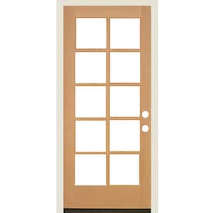 36 in. x 80 in. French LH Full Lite Clear Glass Unfinished Douglas Fir Prehung Front Door