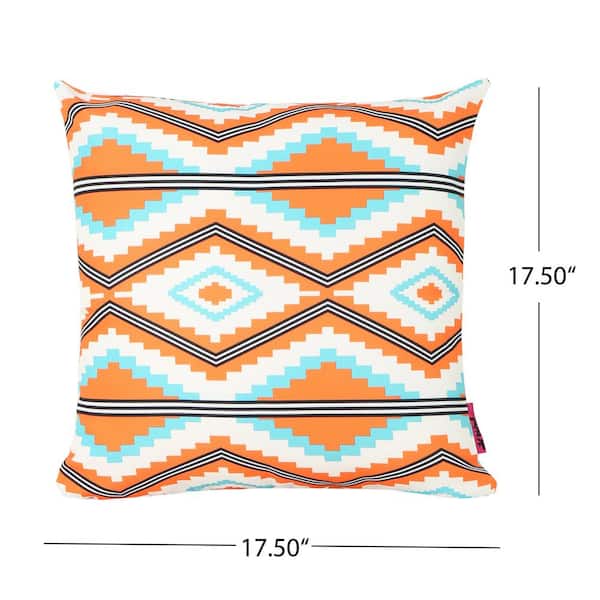 Turquoise & Orange Tribal Pattern Pillow