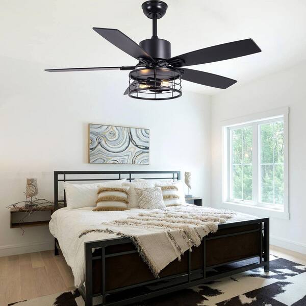 Bella Depot Koyah 46 in. Indoor Black Caged Ceiling Fan with Light