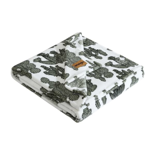 Wrangler Cactus Garden Sage Green Ultra Soft Plush Fleece 50X70 Throw Blanket