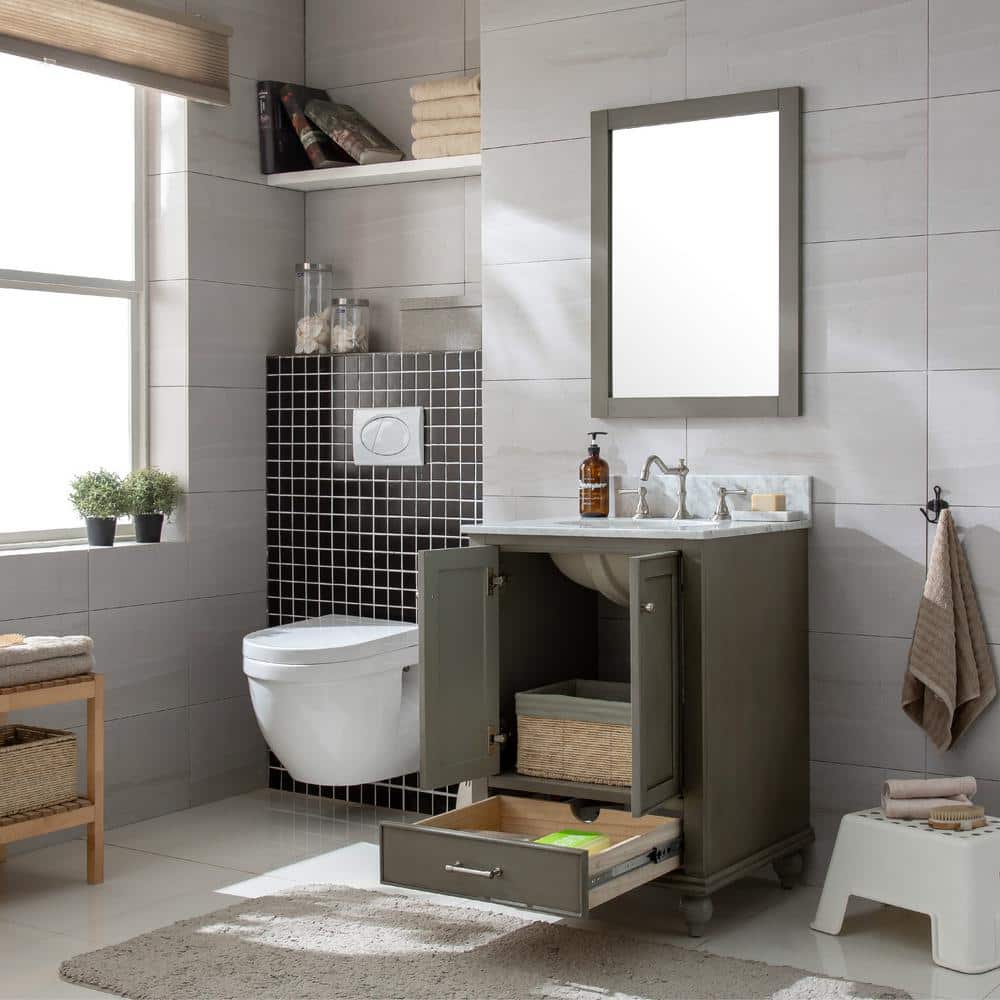 Melissa 24" Silver Gray Vanity with Carrara Marble Top