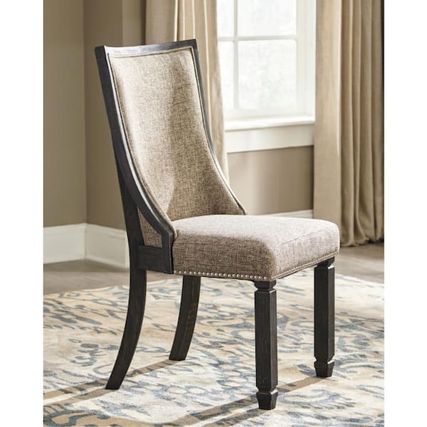 Tyler Creek Black/Gray Polyester with Cushion and Nailhead Trim Side Chair Set of 2